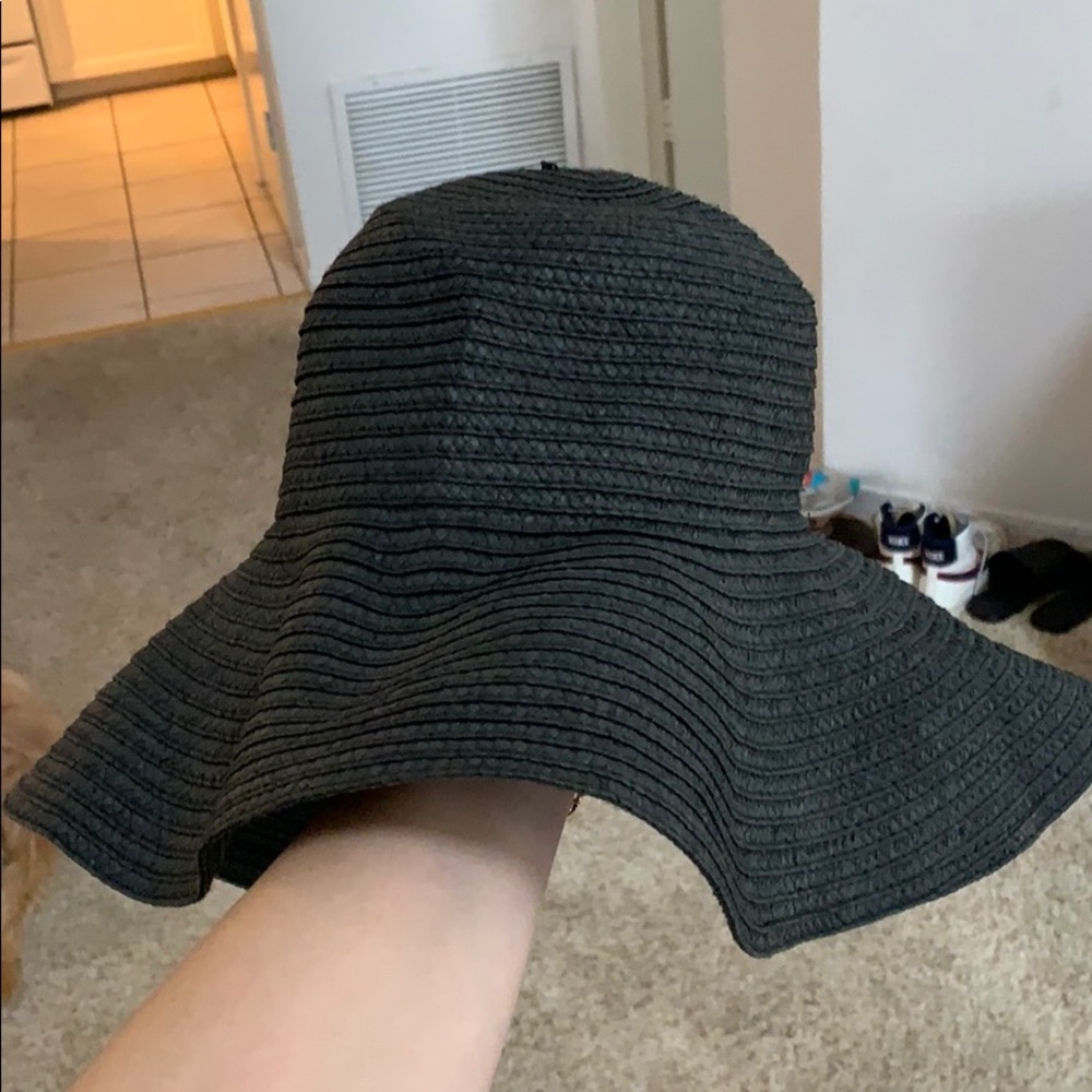 Floppy Packable Black Straw Sunhat - image 1